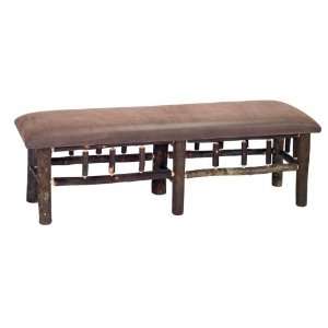  Cottage Hickory Upholstered Log Bench