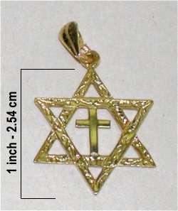 14K Gold Large Star of David with Cross Pendant for Men  