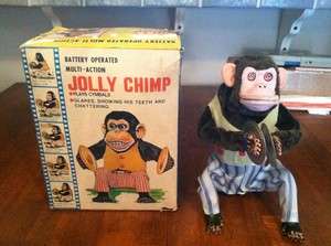   Vintage JOLLY CHIMP Clapping Musical Monkey Cymbals Figure Toy  