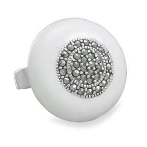  White Enamel and Marcasite Ring (8) Jewelry