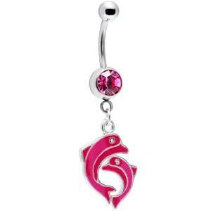  Pink Dolphin Dancing Belly Ring: Jewelry