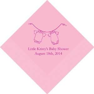  Baby Keepsake: Hanging Baby Clothes Printed Napkins   Set 