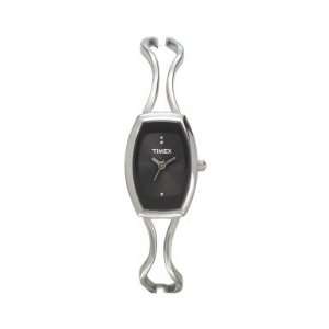  Timex T2J711 Ladies Black Dial Silver Bracelet Watch 