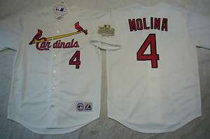   St Louis Cardinals 2011 WORLD SERIES YADIER MOLINA Sewn Jersey WHITE