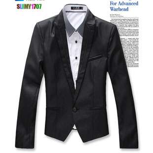 New Mens Jacket One Button Blazer Short Sport Coat Black/Gray US XS S 