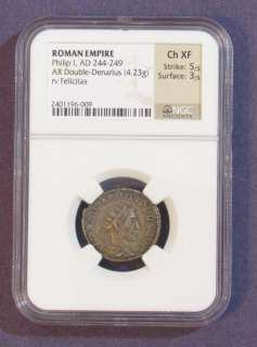 Roman Philip I AR Double Denarius NGC Ch XF 244 249 AD  