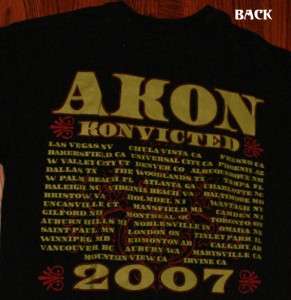 Akon Konvicted Concert Tour 2007 Hip Hop T Shirt M  