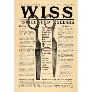 1906 Ad Wiss Stielfweld Shears Blade Newark Scissors   Original Print 