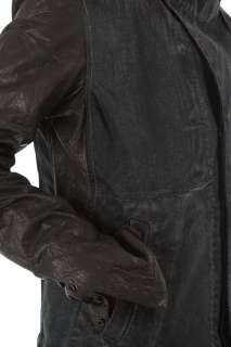   man jacket with Leatehr Sleeves DU 2782/BB size L Blue Black  