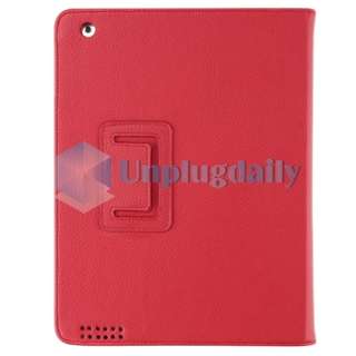 ACCESSORY FOR APPLE IPAD 2 RED LEATHER CASE+HEADSET  