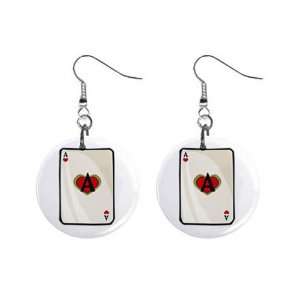  Ace of Hearts Playing Card Dangle Earrings: Jewelry