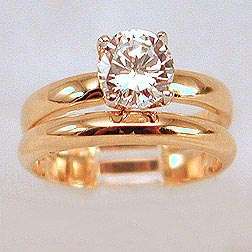18K Gold GP Wedding Band Engagement Ring Set Size 5 New  