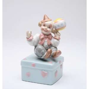   Clown Spinning Ball On Finger Box With Hearts Figurine
