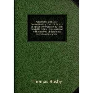   of that most ingenious foreigner (9785871429495): Thomas Busby: Books