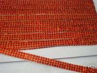 10mtr 3strip RED iron on hotfix rope diamante crystal  