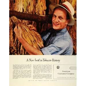  1945 Ad American Cyanamid Co Tobacco Leaf Farmer Chemical 