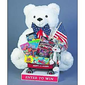  Patriotic Bernie the Bear with Toy Filled Wagon Promotion 