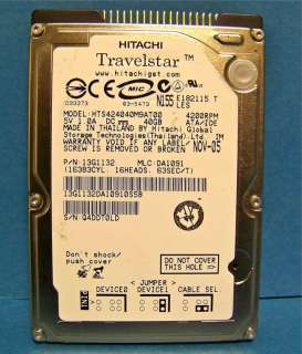 Hitachi 40GB 4200rpm IDE Laptop Hard Drive HTS424040M9  