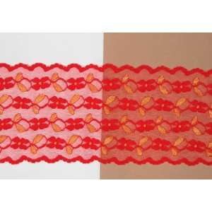  Wide Stretch Lace Trim   Red: Arts, Crafts & Sewing