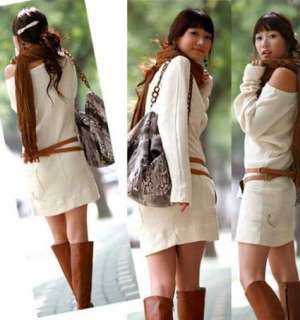 Hit SALE Stylish Wide Neck Pocket White Top 973  