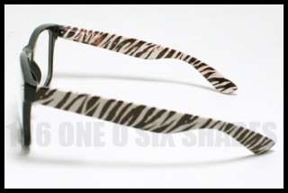 CLEAR Lens White Zebra Frame Eyewear Retro Old School Nerd Style 