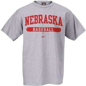  Nike Nebraska Cornhuskers Ash Baseball T shirt: Sports 