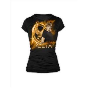   The Hunger Games Movie Jr?s Tee Gold Fire Peeta Large: Toys & Games