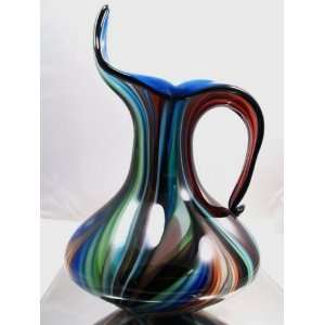   Art Cool Tone Stripe Blub Shaped Pitcher Art Vase X706