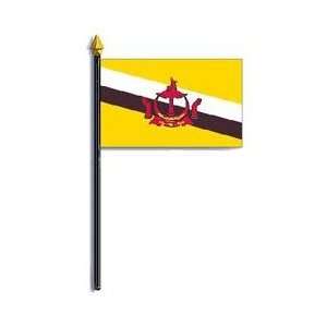  Brunei Flag Rayon On Staff 4 in. x 6 in.: Home & Kitchen