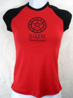 SALEM MASSACHUSETTS WITCH TRIALS RED BABYDOLL SHIRT PAGAN WICCAN 