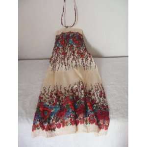Original Handmade Summer Dress from Thailand  Light Cream with Floral 