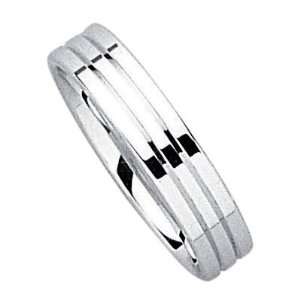  18K White Gold Three Stripes Wedding Band Ring   Size 8 