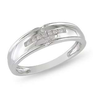  10K White Gold 1/10 CT TDW Diamond Wedding Band Ring (G H 