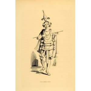  1843 Engraving Costume Male Dancer Dance Hindu India 