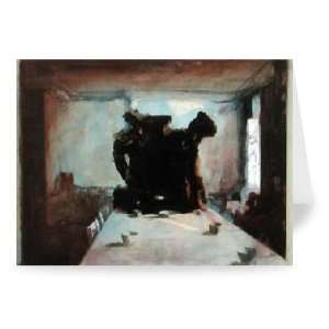 White Table, 1999 (oil on paper) by Simon   Greeting Card (Pack of 2 