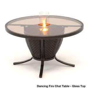   Woven Glass Top Chat Table with Dancing Fire: Patio, Lawn & Garden