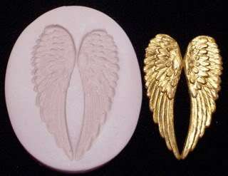 ANGEL FAIRY FEATHER WINGS HEART ~ CNS polymer clay mold  
