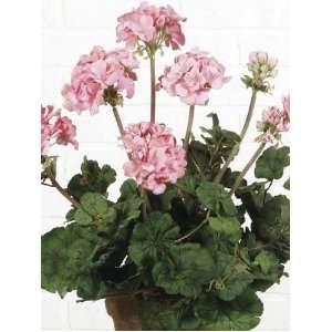   Spring Artificial Pink Geranium Silk Flower Plants 18