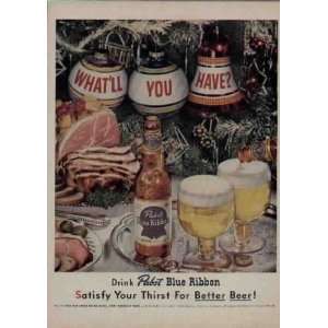 At Christmas   Whatll You Have? .. 1952 Pabst Blue Ribbon Beer Ad 