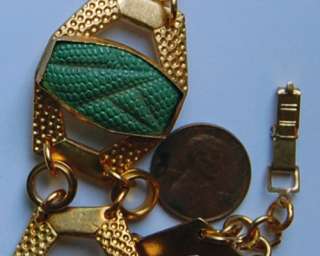 VINTAGE CHUNKY GREEN REPTILE BRACELET COSTUME JEWELRY  