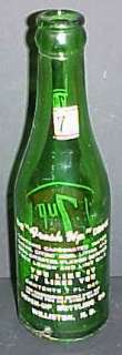   Bubble Girl 7 oz vintage green glass soda pop bottle Williston ND