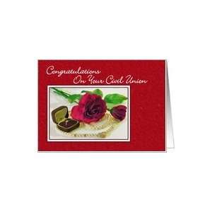 Civil Union   Red Roses & Ring Card