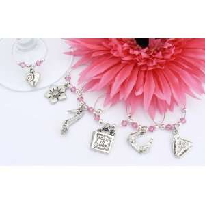  Hot Pink Girlie Wine Glass Charms: Kitchen & Dining