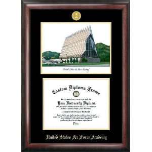 Air Force Academy Gold Embossed Frame, with Cadet Chapel Lithograph 