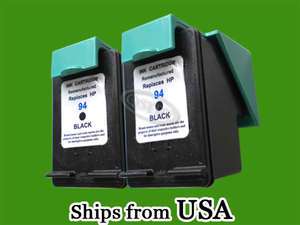 2PK Reman HP 94 HP94 Black Ink Jet Cartridge 6210 7210  