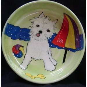    Custom Pottery Dog Bowl Besty Westy By The Sea: Pet Supplies