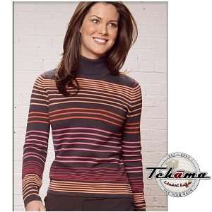  Tehama Multi Stripe Ladies Turtleneck Sweater (Color=Basil 