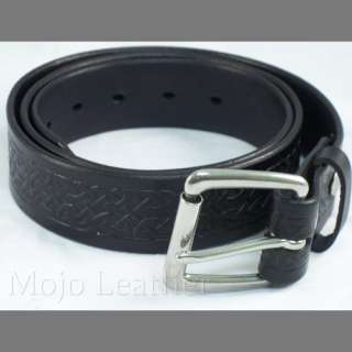 Handmade Heavy Leather Black Celtic Embossed Belt 1.5  