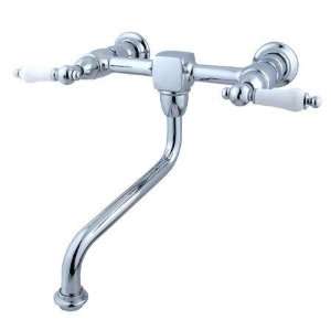 Kingston Brass KS1212PL Two Handle Wall Mount Kitchen Faucet, Polished 