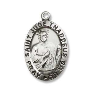  Sterling Silver St. Jude Medal Pendant with 24 Stainless 